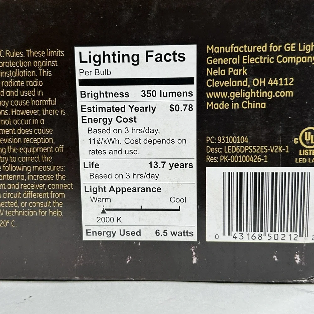 GE Vintage Style Amber Glass LED PS52 Dimmable 40w Medium Base Large Pear Tested